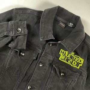 Our Universe Disney Haunted Mansion Denim Trucker Jacket Foolish Mortal Black XS